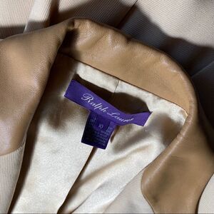 Ralph Lauren Collection ~ Beige Stretch Wool Lamb Leather Trim Equestrian Jacket
